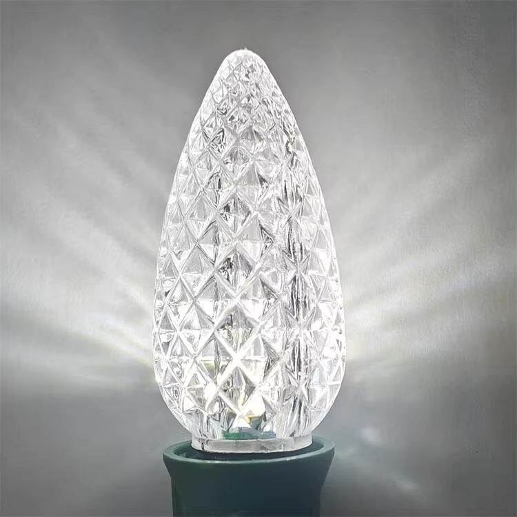 Cool White C9 LED bulb close-up showing crisp white glow